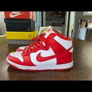 Mens Size 14 Nike Dunk High Champion Red